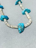 Native American Superb Vintage Santo Domingo 5 Kingman Turquoise Shell Heishi Necklace-Nativo Arts