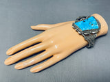 Randy Tom Vintage Native American Navajo Gilbert Turquoise Sterling Silver Bracelet-Nativo Arts