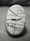 Very Rare!! White Turquoise Navajo Sterling Silver Native American Ring-Nativo Arts