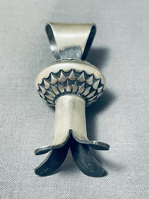 Derrick Cadman Native American Navajo Sterling Silver Squash Blossom Pendant-Nativo Arts