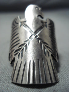 Exceptional Large Navajo Sterling Silver Eagle Ring Native American-Nativo Arts