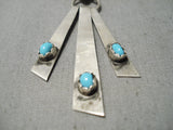 Stunning Vintage Native American Navajo V- Shape Turquoise Sterling Silver Necklace Old-Nativo Arts