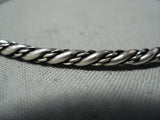 Wonderful Navajo Sterling Silver Rope Bangle Bracelet Native American-Nativo Arts