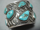 Museum Vintage Native American Navajo Sterling Silver Slag Turquoise Bracelet Old-Nativo Arts