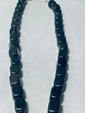 Chunky Onyx Vintage Native American Navajo Turquoise Sterling Silver Necklace-Nativo Arts