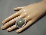 Huge Navajo Green Turquoise Intricate Sterling Silver Native American Ring-Nativo Arts