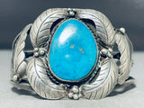 Extraordinary Vintage Native American Navajo Blue Gem Turquoise Sterling Silver Bracelet-Nativo Arts
