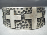 Heavy Christian Cross Native American Zuni Sterling Silver Bracelet-Nativo Arts