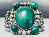 The Most Unique Vintage Native American Navajo Malachite Sterling Silver Bracelet Old-Nativo Arts