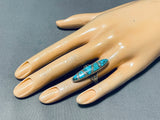 Dynamic Vintage Native American Navajo Morenci Turquoise Sterling Silver Ring-Nativo Arts