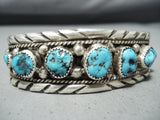Magnificent Vintage Native American Navajo 9 Kingman Turquoise Sterling Silver Bracelet-Nativo Arts