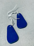Native American Beautifil Midnight Lapis Navajo Sterling Silver Earrings-Nativo Arts
