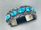 Gorgeous Vintage Native American Navajo 11 Kingman Turquoise Sterling Silver Bracelet-Nativo Arts