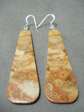 Dramatic Santo Domingo Apple Coral Sterling Silver Earrings Native American-Nativo Arts