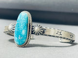 Derrick Cadman Native American Navajo Old Kingman Turquoise Sterling Silver Bracelet-Nativo Arts