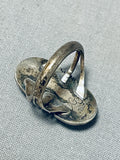Old Authentic Vintage Native American Navajo Brilliant Blue Turquoise Sterling Silver Ring-Nativo Arts