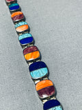 Extremely Detailed Vintage Native American Navajo Turquoise Sterling Silver Link Bracelet-Nativo Arts