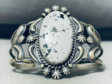 Best Jeff James Native American Navajo White Buffalo Turquoise Sterling Silver Bracelet-Nativo Arts