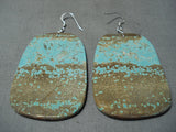 Native American Big Turquoise Slab #8 Santo Domingo Sterling Silver Earrings-Nativo Arts