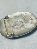 Astounding Vintage Native American Navajo Morenci Turquoise Sterling Silver Buckle-Nativo Arts