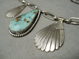 Very Important Vintage Native American Navajo Kee Joe Benally Turquoise Sterling Silver Necklace-Nativo Arts