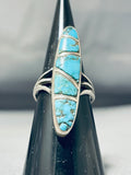 Dynamic Vintage Native American Navajo Morenci Turquoise Sterling Silver Ring-Nativo Arts