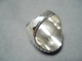 Gigantic Navajo Kingman Turquoise Sterling Silver Ring Native American-Nativo Arts