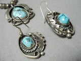 Quality Vintage Native American Navajo Cario Lake Turquoise Sterling Silver Necklace Old-Nativo Arts