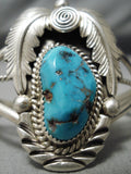 Incredible Vintage Native American Navajo Chunky Turquoise Sterling Silver Leaf Bracelet-Nativo Arts