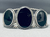 Incredible Vintage Native American Navajo Black Onyx Sterling Silver Bracelet-Nativo Arts
