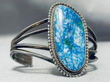 Very Rare Vintage Signed Native American Navajo Blue Agate Sterling Silver Bracelet-Nativo Arts