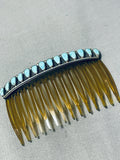 Wonderful Vintage Native American Navajo Kingman Turquoise Sterling Silver Hair Comb-Nativo Arts