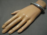 Detailed Johnny Nez Vintage Navajo Sterling Silver Native American Bracelet-Nativo Arts