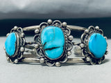 Outstanding Vintage Native American Navajo Blue Diamond Turquoise Sterling Silver Bracelet-Nativo Arts