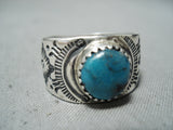 Astonishing Native American Navajo Blue Diamond Turquoise Sterling Silver Ring-Nativo Arts