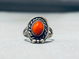 Marvelous Vintage Native American Navajo Coral Sterling Silver Ring-Nativo Arts