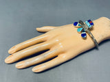 One Of The Most Artistic Vintage Native American Navajo Turquoise Inlay Sterling Silver Bracelet-Nativo Arts