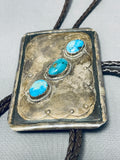 Sensational Vintage Native American Navajo Old Kingman Turquoise Sterling Silver Bolo Tie-Nativo Arts