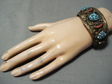 Rare Vintage Native American Navajo Justin Morris Spiderweb Turquoise Sterling Silver Bracelet-Nativo Arts