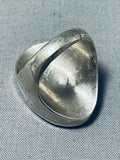 Huge Heavy Vintage Native American Navajo Turquoise Sterling Silver Pearl Ring Old-Nativo Arts