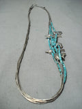 Native American Heavy Rare Vintage Santo Domingo Turquoise Sterling Silver Fetish Necklace Old-Nativo Arts