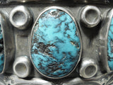Statement Vintage Native American Navajo Blue Diamond Turquoise Sterling Silver Bracelet-Nativo Arts