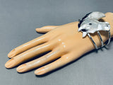 Detailed Southwestern Pearl Horse Sterling Silver Onyx Bracelet-Nativo Arts
