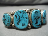 Exceptional Vintage Native American Navajo Jimmy Nez Turquoise Sterling Silver Bracelet Cuff-Nativo Arts