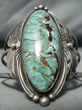 Robert Nez Vintage Native American Navajo Green Turquoise Sterling Silver Bracelet Old-Nativo Arts