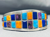 Southwest Rare Side Inlay Turquoise Sterling Silver Bracelet-Nativo Arts