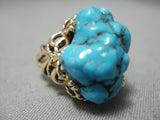 Rare Huge 14k Gold Vintage Navajo Turquoise Nugget Native American Ring-Nativo Arts
