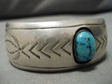 Incredible Vintage Native American Navajo Carico Lake Turquoise Sterling Silver Bracelet Old-Nativo Arts