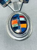 Native American Important Al Platero Thick Silver Sterling Inlay Turquoise Vintage Necklace-Nativo Arts