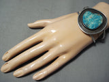 Shadow Mote Vintage Native American Navajo Gilbert Turquoise Sterling Silver Bracelet Old-Nativo Arts